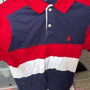 Colorblock Polo Shirt - Red, Blue, and White